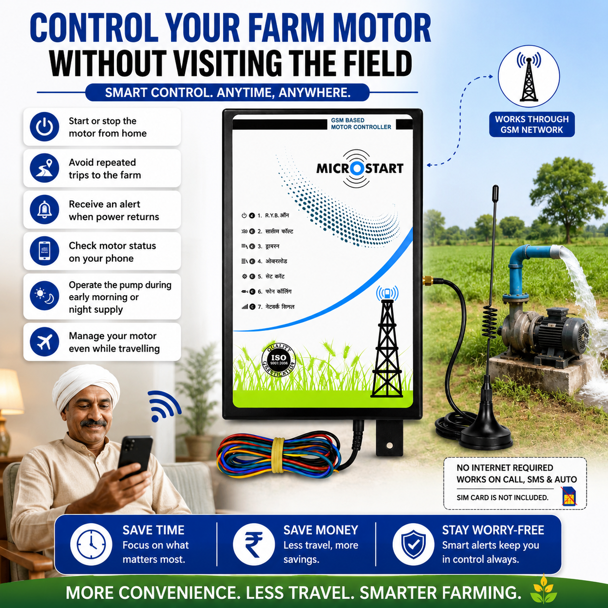 MicroStart GSM Mobile Motor Starter – Remote Pump Control by Call & SMS